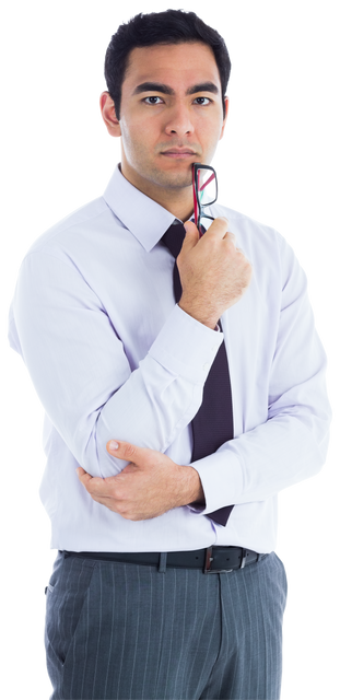 Confident Businessman Holding Eyeglasses Transparent Background - Download Free Stock Videos Pikwizard.com