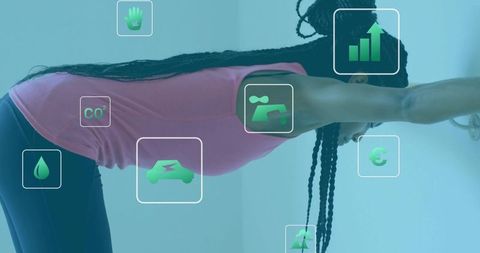 Sustainable lifestyle with fitness and eco iconography