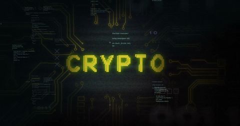 Crypto Text Over Digital Network Background - Download Free Stock Images Pikwizard.com