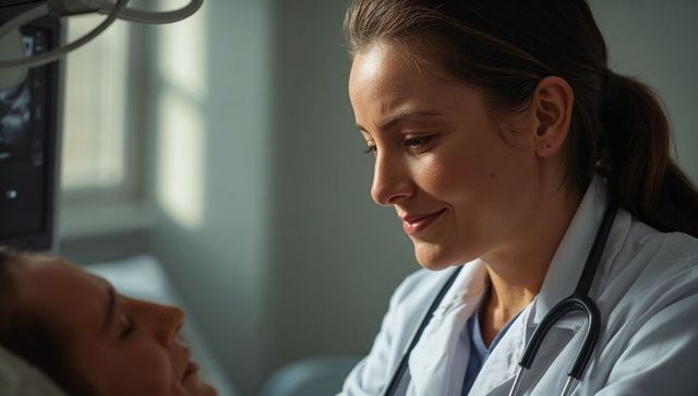 Caring Doctor with Patient in Hospital Room