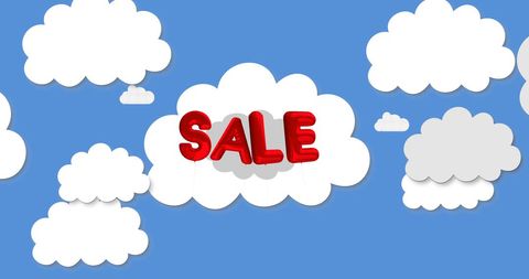 Red Sale Balloon Floating Among White Clouds - Download Free Stock Images Pikwizard.com