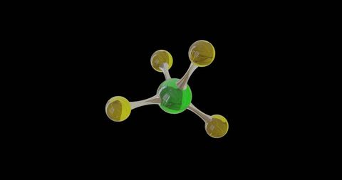 3D Molecular Model on Black Background Floating