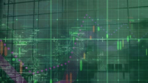 Digital Grid Overlay with Business Statistics in Their midst