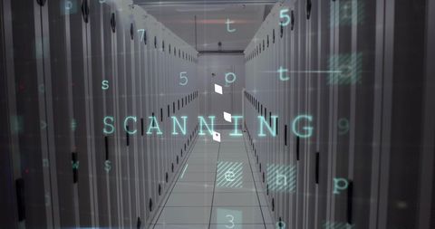 Digital Scanning Over Data Center Server Room - Download Free Stock Images Pikwizard.com