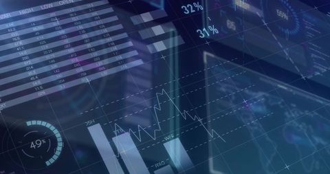Digital Data Processing on Tech Screens with Graphs and Figures - Download Free Stock Images Pikwizard.com