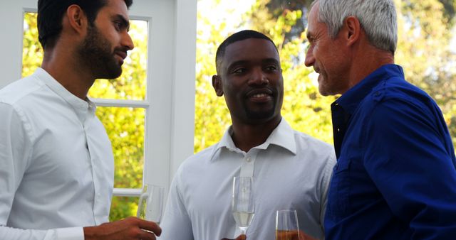 Diverse Group of Men Enjoying Social Event with Drinks - Download Free Stock Images Pikwizard.com