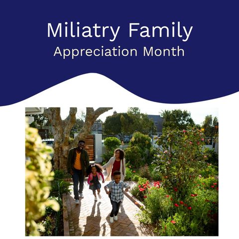 military family appreciation month celebration with smiling family in garden - Download Free Stock Templates Pikwizard.com