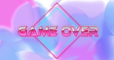 Retro game over text on purple abstract background