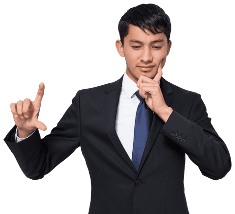 Businessman Interacting with Virtual Screen on Transparent Background - Download Free Stock Videos Pikwizard.com