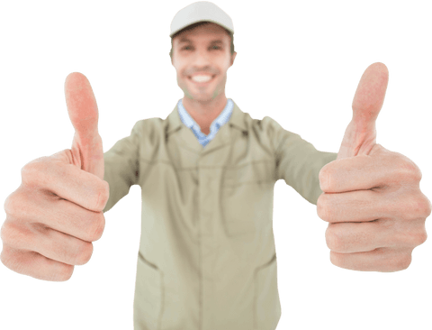 Transparent Delivery Man Giving Thumbs Up Gesture