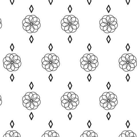 Black rosettes and diamonds on transparent background vector