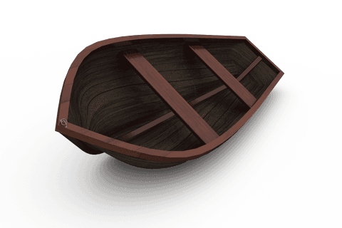 Digital rendering of wooden boat with transparent background
