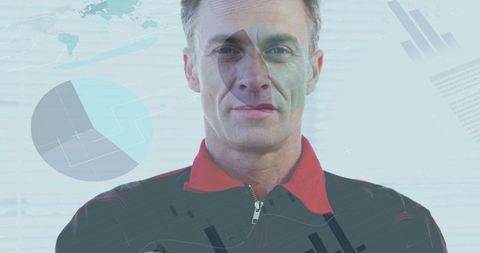 Senior man overlaid with statistical data: business analytics concept