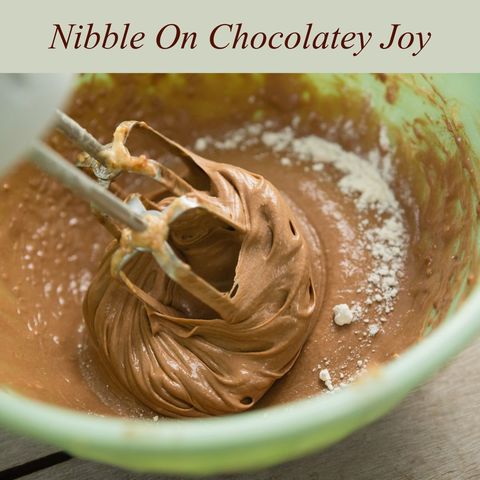Creamy chocolate mix being prepared in vibrant green bowl