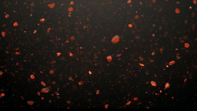 Floating ember particles in motion