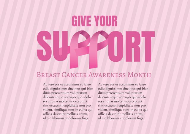 Breast Cancer Awareness Month Support Pink Ribbon Poster - Download Free Stock Templates Pikwizard.com