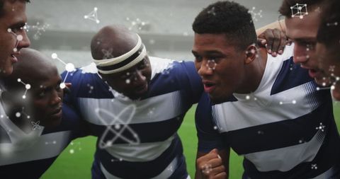 Rugby Team Unity with Digital Chemistry Overlay