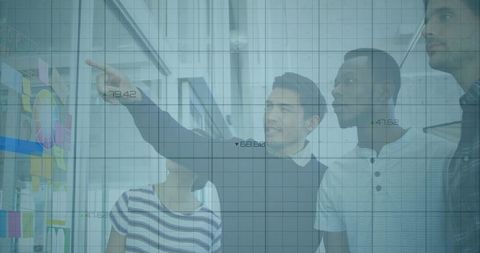 Team Collaboration with Tech Overlay in Modern Office