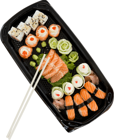 transparent sushi platter with delicate japanese cuisine assortment - Download Free Stock Videos Pikwizard.com