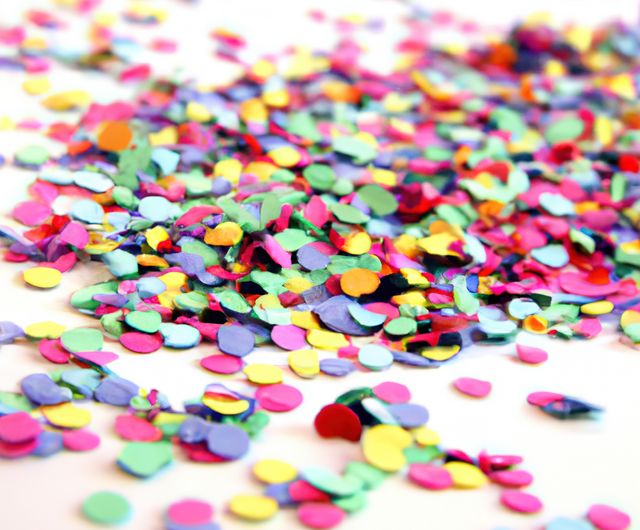 Perfect for illustrating celebration or festive events, this colorful confetti image brings a sense of joy and excitement. Use it in event planning materials, party invitations, or social media posts to convey a lively, festive atmosphere.