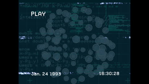 Retro Tech Display with Global Data Interface Overlay