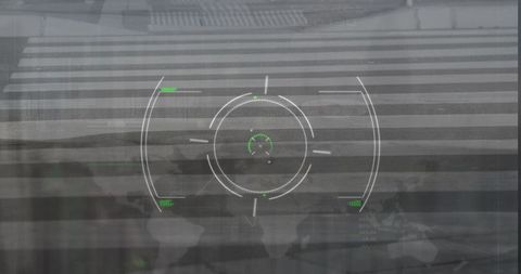 Futuristic Targeting Reticle on Urban Crosswalk Display