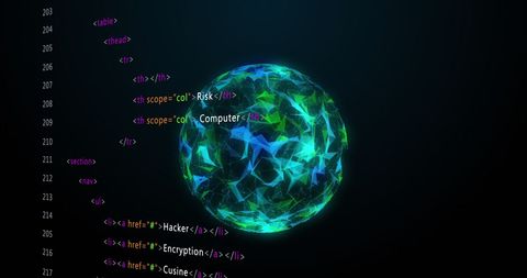 Abstract Digital Sphere with Coding Elements and Network - Download Free Stock Images Pikwizard.com