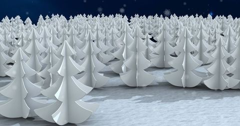 Abstract Snowy Forest with Stylized White Trees