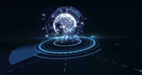Digital Planet Simulation with Holographic Network Interface - Download Free Stock Images Pikwizard.com