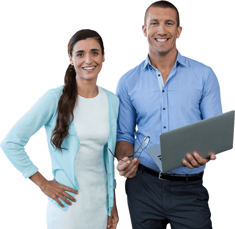 smiling business team with laptop on transparent background - Download Free Stock Videos Pikwizard.com