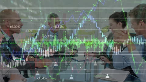Collage of Business Team Meeting and Financial Data Visualization
