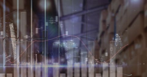 Abstract Financial Data Overlaid on Empty Warehouse Perspective - Download Free Stock Images Pikwizard.com