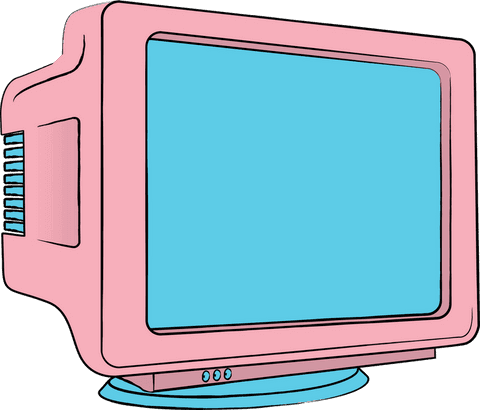 transparent retro pink crt monitor illustration with blue screen - Download Free Stock Videos Pikwizard.com