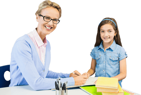 Transparent Smiling Teacher Assisting Student with Homework - Download Free Stock Videos Pikwizard.com