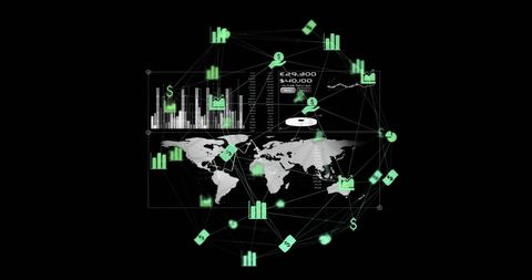 Digital globe with global data processing concept