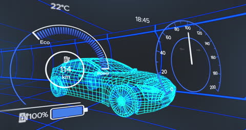 Futuristic Electric Car Data Interface