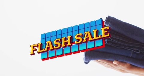 Flash Sale Promotion on Denim Jeans with Bright Modern Animation