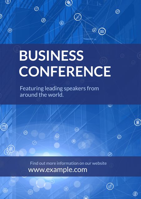 This template is perfect for promoting business conferences and corporate events. The design highlights the concepts of global networking and professionalism, making it suitable for flyers, posters, and digital advertisements. Utilize this for marketing materials to captivate an audience interested in industry-leading speakers and international connections.