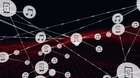 Digital Network of Planet Music Technology Concept