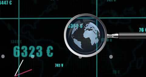Magnifying Glass Over Financial Data on Global Map - Download Free Stock Images Pikwizard.com