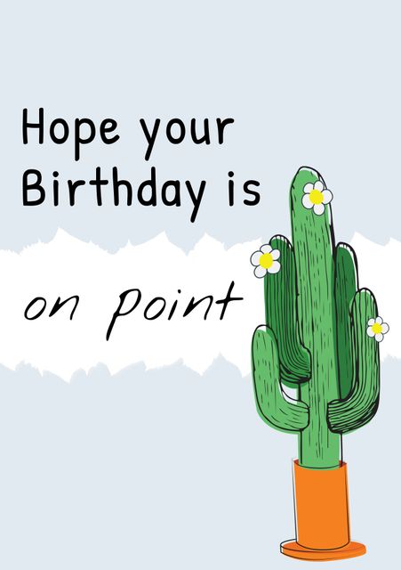 Cheerful Cactus Illustration with Pun-Filled Birthday Greeting - Download Free Stock Templates Pikwizard.com