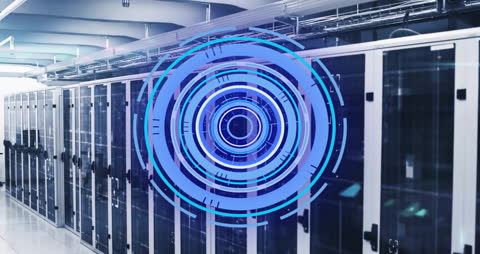 Digital Overlay on Data Center Servers for Technology Concept