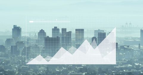 cityscape with smog and data visualization overlay - Download Free Stock Images Pikwizard.com