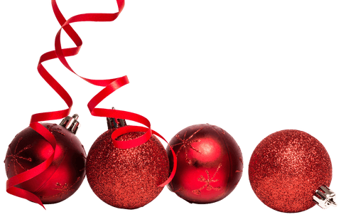 Festive Season Transparent Red Ornaments and Ribbons