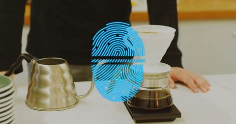 Barista Brew Coffee Using Dripper and Kettle in Modern Kitchen