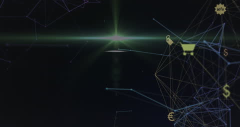 Digital Network Animation with Global Business Icons