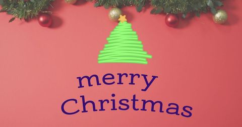 Festive Christmas Tree with Merry Christmas Greeting