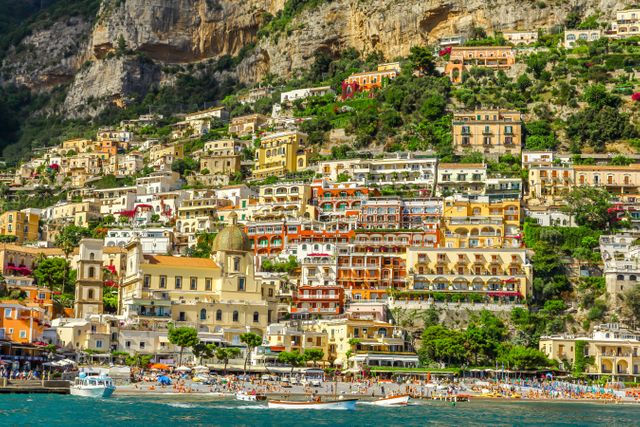 Scenic Amalfi Coast in Positano with Colorful Buildings - Download Free Stock Photos Pikwizard.com
