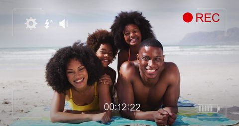 Happy African American Family Relaxing on Beach - Download Free Stock Images Pikwizard.com