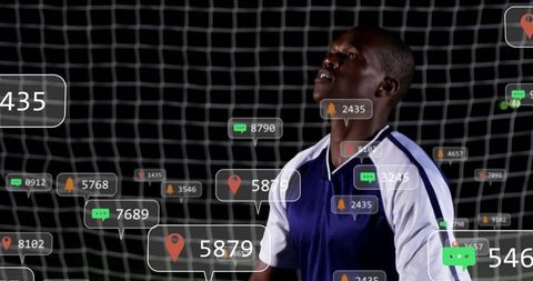 Athlete with Digital Sports Data and Metrics Graphics